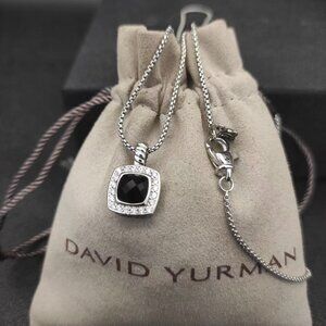 David Yurman 7mm Square Diamond Necklace Black Diamond